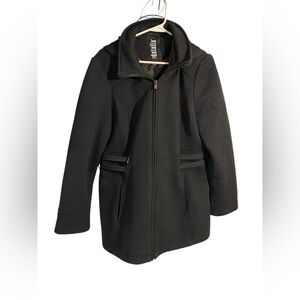 Black hooded coat